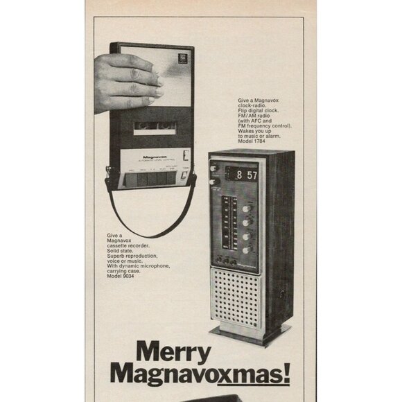 1972 Magnavox Cassette Recorder Clock Radio Portable TV Vintage Print Ad (L1) - Picture 2 of 3